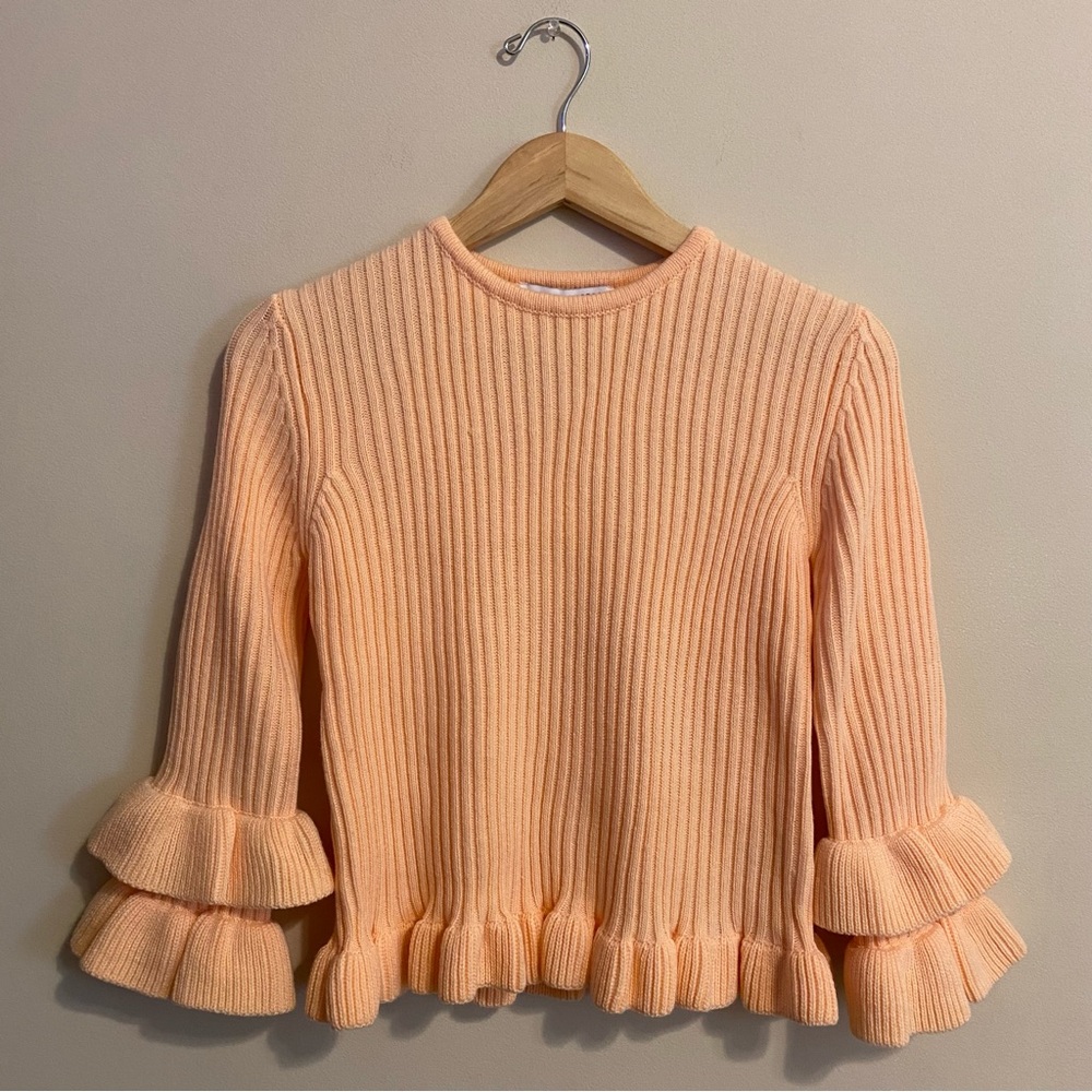 NWOT English Factory Rib Ruffle Edge Sweater - Picture 7 of 13